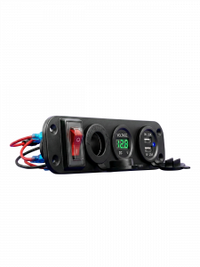 Розетка питания на 2 USB гнезда + прикуриватель 12-24В TDS TS-CAU45 Зеленая